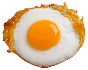 top view of fried egg isolated on white background