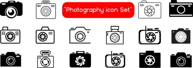 Camera icon set. photo camera icon. camera photography icon.