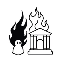 A Burning Specter Haunts the Ruins of a Temple