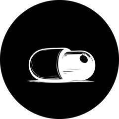 Minimalist medicine capsule depiction, circular design for health concept visualization
