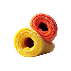 Rolled Up Soft Terry Cloth Towels in Yellow and Orange