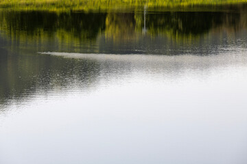 tranquil landscape of the lake and reflections