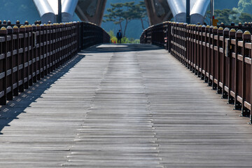 Fototapeta premium wooden walkway on the footbridge