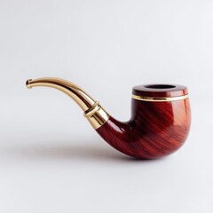 Elegant smoking pipe, polished wood and gold accents.  A classic piece with a smooth, curved design
