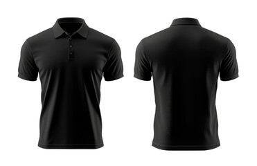 Black Polo Shirt Mockup Front and Back View, Isolated on Transparent Background, polo shirt, apparel mockup, clothing design