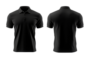 Black Polo Shirt Mockup Front and Back View, Isolated on Transparent Background, polo shirt, apparel mockup, clothing design