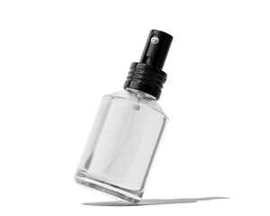 Blank Empty White Perfume Glass Bottle, Spray Bottle Isolated On Transparent Background, Prepared For Mockup, 3D Render.