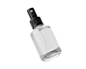 Blank Empty White Perfume Glass Bottle, Spray Bottle Isolated On Transparent Background, Prepared For Mockup, 3D Render.