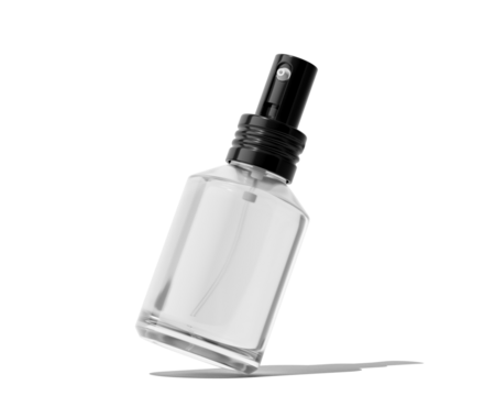 Blank Empty White Perfume Glass Bottle, Spray Bottle Isolated On Transparent Background, Prepared For Mockup, 3D Render.