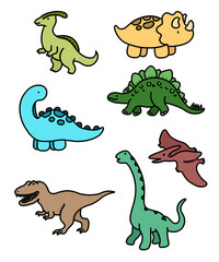 공룡 라인드로잉 캐릭터 포스터(dinosaur line drawing character poster)