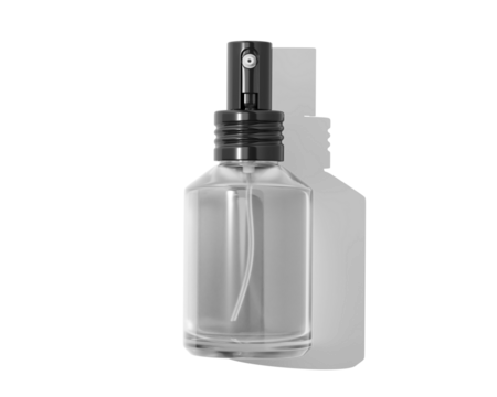 Blank Empty White Perfume Glass Bottle, Spray Bottle Isolated On Transparent Background, Prepared For Mockup, 3D Render.