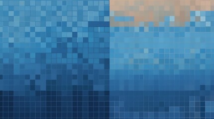 Exploration of shades and textures in pixel blue background