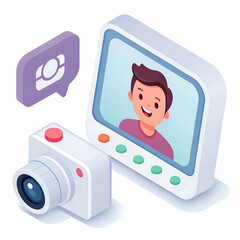 Video Call 3D icon isolated on transparent background perfect for UI and communication designs  