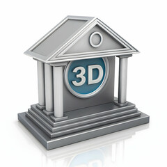 Bank 3D icon isolated on transparent background ideal for finance and professional UI designs  