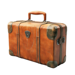 Vintage leather suitcase ready for adventure a symbol of exploration and on transparent background