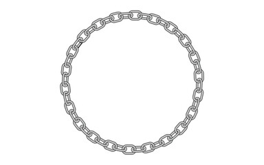 Texture chain round frame vector. Circle border chains silhouette black and white isolated on background