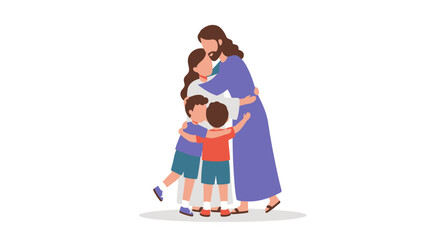 Jesus Christ Embracing Children with Love and Compassion
