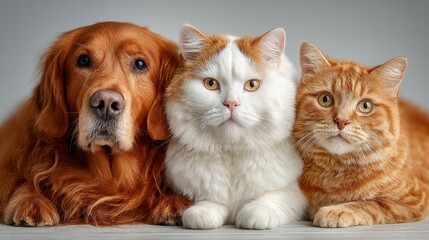 Adorable Pets Dog and Cats Together Showcasing Loyalty and Companionship