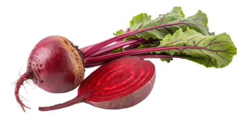 Fresh Beetroot Composition Whole and Halved, Isolated on Transparent Background, Vegetable, Food, Red Beet, Beetroot, Healthy Food, Produce