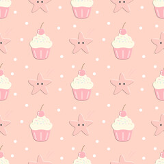 seamless background with cupcakes