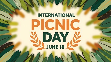 International picnic day celebration announcement with leaves and floral decoration on june 18th