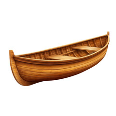 An antique wooden rowboat floating peacefully yearning for adventure and on transparent background