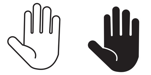 Obraz premium Hand icon set. Outline Filled Vector Sign : hand vector icon. human stop hand silhouette . black outline and filled version. hand vector icon. hand icon vector stock illustration.