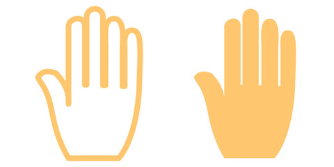 Hand icon set. Human palm, fingers, hi, stop, imprint - stock vector. Color Hand icon. Vector stop symbol. Palm outline. Sign silhouette outline hand icon. 