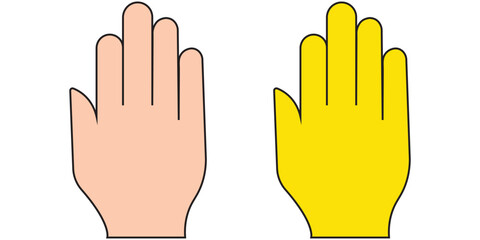 Hand icon set. Human palm, fingers, hi, stop, imprint - stock vector. Color Hand icon. Vector stop symbol. Palm outline. Sign silhouette outline hand icon. 