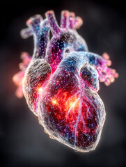 Human heart anatomy, 3D illustration. Human heart on black background