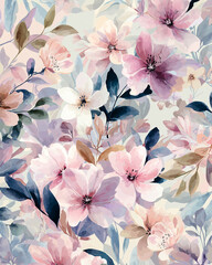 Delicate Watercolor Style Hand-painted Floral Illustration