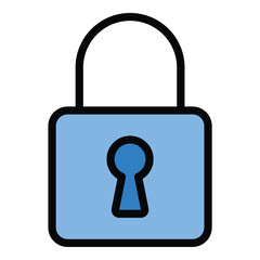 Padlock icon flat line style illustration representing security and data protection, suitable for privacy, cybersecurity, and access control projects