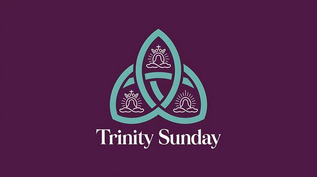 Trinity sunday design features a stylized holy trinity symbol and festive aesthetic