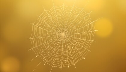 Obraz premium a large, intricate spider web set against a warm golden background that suggests a setting sun or perhaps an artistic choice for ambiance