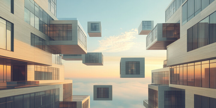 Floating Cubes: A Futuristic Cityscape