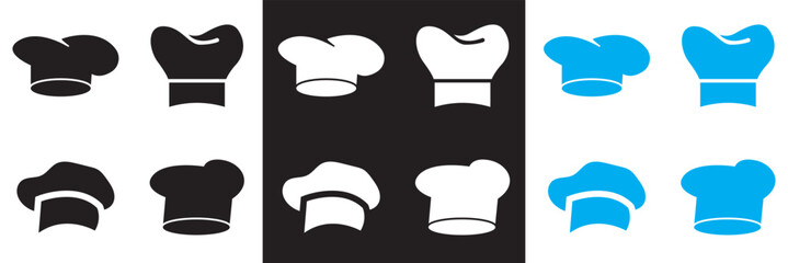 Set of Chef hat  icons.  professional cooking symbols, kitchen uniform icon. Vector for websites, mobile interfaces, presentations, logo,  banner, visual branding etc. EPS 10