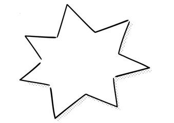 手書き風のふきだし単品　白塗りドット影付き