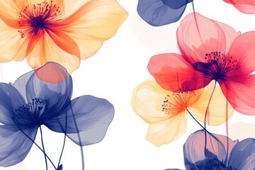 Floral design pattern digital art vibrant colors abstract background close-up botanical aesthetics