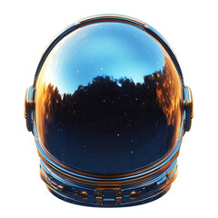 A reflective astronaut helmet mirrors cosmic wonder merging dreams with on transparent background