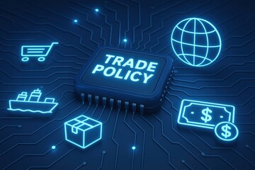 Fototapeta premium Navigating global trade policy understanding tariffs and imports in a digital economy