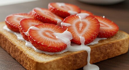 Delicious Strawberry Toast with Creamy Topping