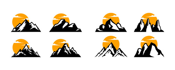 snow mountain range vector icon collection