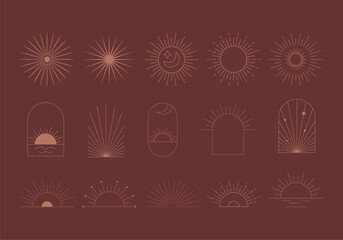 Aesthetic Boho Sun Line Element