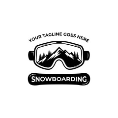 snowboarding goggles mountain logo