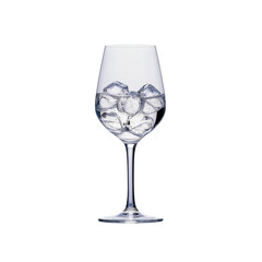 Crystal Clear Wine Glass with Ice Cubes