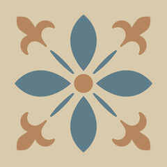 Vintage Geometric Floral Tile Pattern – Mediterranean Style Decorative Tiles