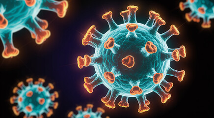 Glowing filamentous viruses, microscopic generative ai