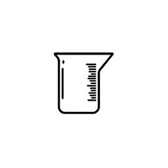 Beaker Icon - Chemistry Lab Glassware. A clean, minimalist line art illustration of a laboratory beaker with clear measurement markings
