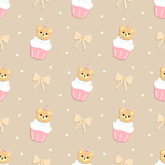 Seamless pattern with cupcakes 