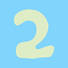 Illustration design with the number 2 (two) written on a sky blue background